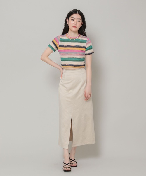 ALAND（エーランド）の「3.3Field Trip／ボーダークロップY 2295121（Tシャツ/カットソー・レディース・グリーン/オレンジ・FREE）」の3枚目の写真