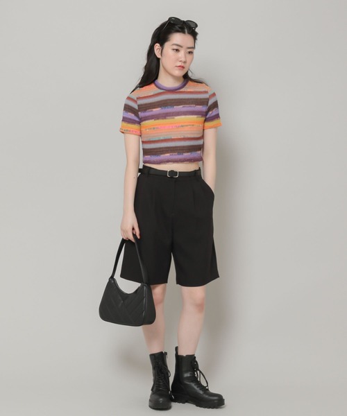 ALAND（エーランド）の「3.3Field Trip／ボーダークロップY 2295121（Tシャツ/カットソー・レディース・グリーン/オレンジ・FREE）」の6枚目の写真