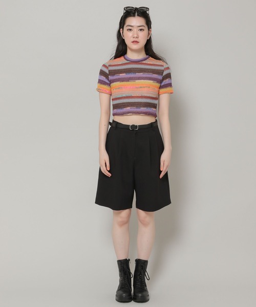 ALAND（エーランド）の「3.3Field Trip／ボーダークロップY 2295121（Tシャツ/カットソー・レディース・グリーン/オレンジ・FREE）」の7枚目の写真