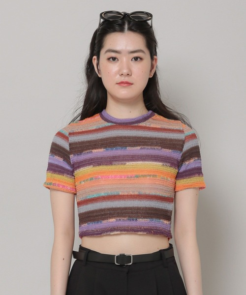 ALAND（エーランド）の「3.3Field Trip／ボーダークロップY 2295121（Tシャツ/カットソー・レディース・グリーン/オレンジ・FREE）」の8枚目の写真