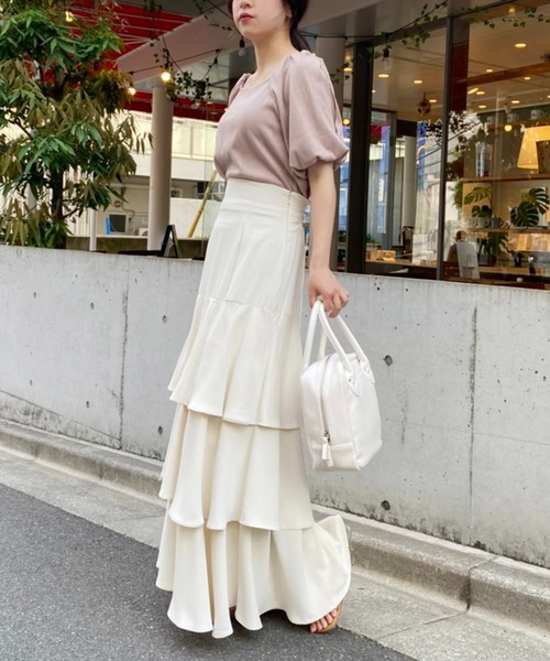 one after another NICE CLAUP（ワンアフターアナザーナイスクラップ）の「着回し優秀　バルーンテレコトップス（Tシャツ/カットソー・レディース・ブラック/ブラウン/オフホワイト/モカ・FREE）」の11枚目の写真