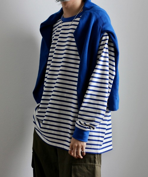 y/m by れぽすけ（イムバイレポスケ）の「ソフトタッチルーズベーシックロンT（Tシャツ/カットソー・メンズ・ブラック/ブルー/ネイビー・MEDIUM/LARGE）」の13枚目の写真
