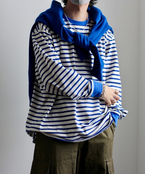 y/m by れぽすけ（イムバイレポスケ）の「ソフトタッチルーズベーシックロンT（Tシャツ/カットソー・メンズ・ブラック/ブルー/ネイビー・MEDIUM/LARGE）」の14枚目の写真
