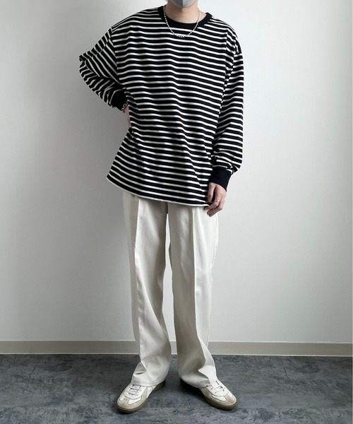 y/m by れぽすけ（イムバイレポスケ）の「ソフトタッチルーズベーシックロンT（Tシャツ/カットソー・メンズ・ブラック/ブルー/ネイビー・MEDIUM/LARGE）」の22枚目の写真