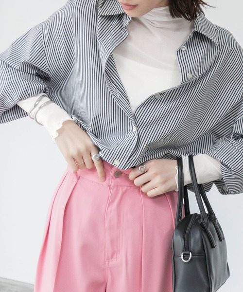 BONLECILL（ボンルシール）の「シアーインナー ハイネックメロープルオーバー（Tシャツ/カットソー・レディース・ブラック/オフホワイト/ピンク/ライム/オレンジ/ブルー/チャコールグレー/グリーン/アイボリー/マスタード/ピンク系/レッド/ネイビー/ブラウン/グリーン系その他・FREE）」の17枚目の写真