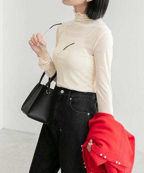 BONLECILL(ボンルシール)の「シアーインナー ハイネックメロープルオーバー(Tシャツ/カットソー・レディース・ブラック/オフホワイト/ピンク/ライム/オレンジ/ブルー/チャコールグレー/グリーン/アイボリー/マスタード/ピンク系/レッド/ネイビー/ブラウン/グリーン系その他・FREE)」の22枚目の写真