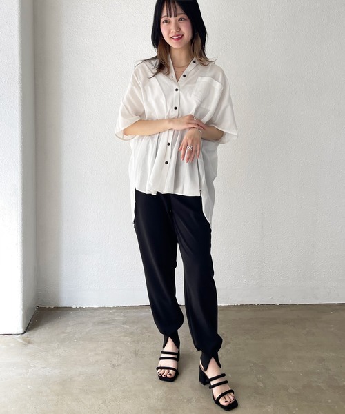 Shelly island（シェリーアイランド）の「バックギャザービッグシャツ（シャツ/ブラウス・レディース・ホワイト・FREE/M）」の6枚目の写真