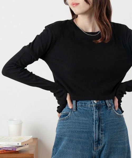 WEGO（ウィゴー）の「WEGO/【2点セット】アームウォーマー付リブT（Tシャツ/カットソー・レディース・ブラック/グリーン系その他・FREE）」の6枚目の写真