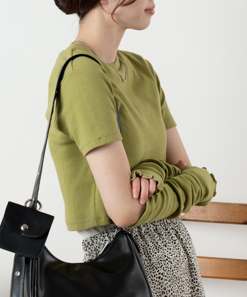 WEGO（ウィゴー）の「WEGO/【2点セット】アームウォーマー付リブT（Tシャツ/カットソー・レディース・ブラック/グリーン系その他・FREE）」の8枚目の写真