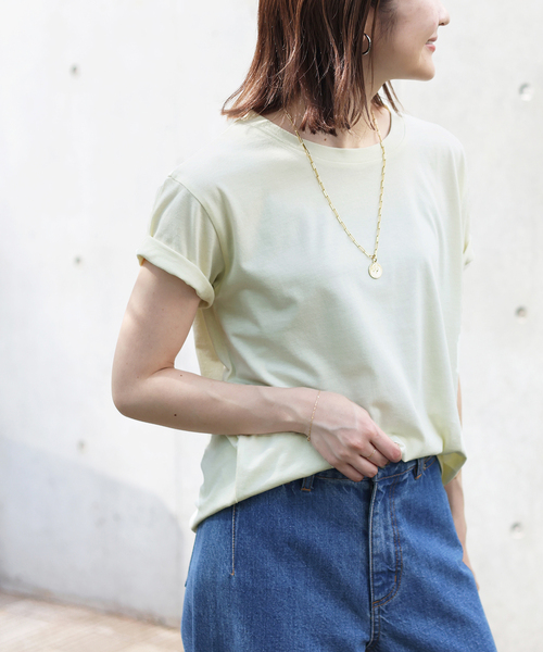 SLOBE IENA(スローブイエナ)の「SLOBEベーシックTシャツM(Tシャツ/カットソー・レディース・ブラウン/カーキ/イエロー/グリーン/グレー系その他/ピンク系その他・FREE)」の5枚目の写真