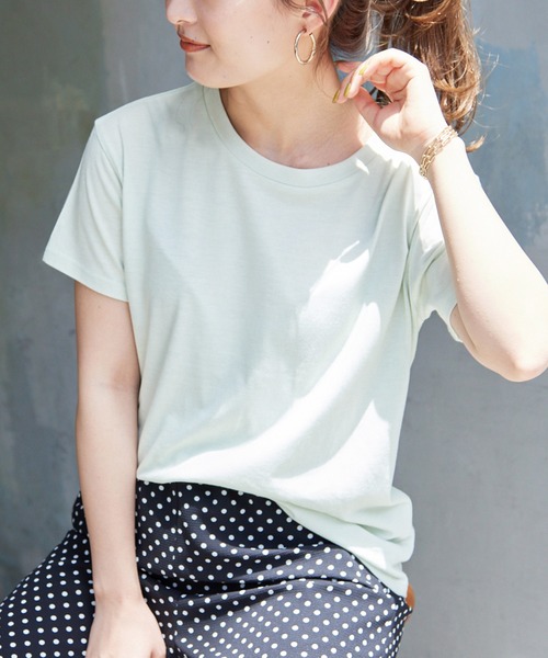 SLOBE IENA(スローブイエナ)の「SLOBEベーシックTシャツM(Tシャツ/カットソー・レディース・ブラウン/カーキ/イエロー/グリーン/グレー系その他/ピンク系その他・FREE)」の7枚目の写真