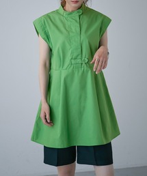 スタンドカラー フレンチスリーブシャツ