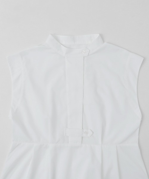 Fashion Letter（ファッションレター）の「スタンドカラー フレンチスリーブシャツ（シャツ/ブラウス・レディース・オフホワイト/パープル/グリーン/ブラック・M）」の9枚目の写真