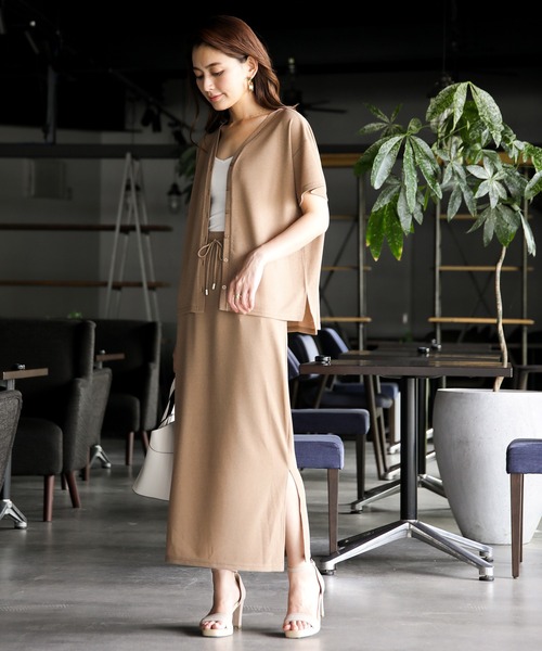 ENNEA(エンネア)の「【洗濯機で洗える♪】リネンライク・ミラノリブニットロングスカート(スカート・レディース・ベージュ/モカ/ライトベージュ・M)」の6枚目の写真