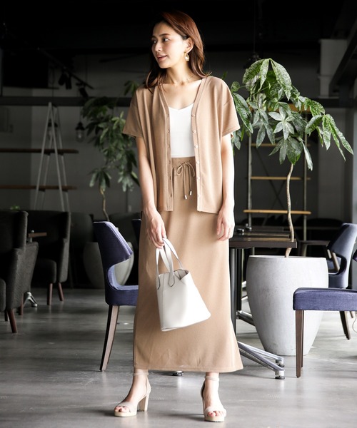 ENNEA(エンネア)の「【洗濯機で洗える♪】リネンライク・ミラノリブニットロングスカート(スカート・レディース・ベージュ/モカ/ライトベージュ・M)」の7枚目の写真