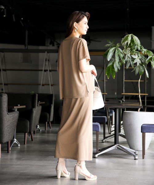 ENNEA(エンネア)の「【洗濯機で洗える♪】リネンライク・ミラノリブニットロングスカート(スカート・レディース・ベージュ/モカ/ライトベージュ・M)」の8枚目の写真