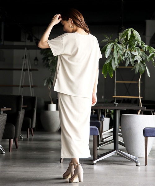 ENNEA(エンネア)の「【洗濯機で洗える♪】リネンライク・ミラノリブニットロングスカート(スカート・レディース・ベージュ/モカ/ライトベージュ・M)」の18枚目の写真