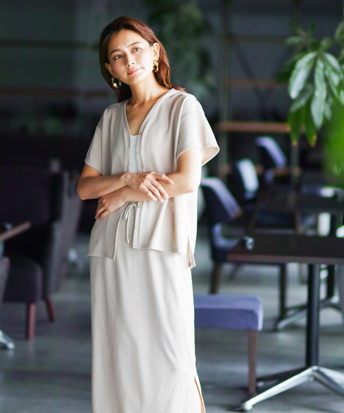 ENNEA(エンネア)の「【洗濯機で洗える♪】リネンライク・ミラノリブニットロングスカート(スカート・レディース・ベージュ/モカ/ライトベージュ・M)」の15枚目の写真