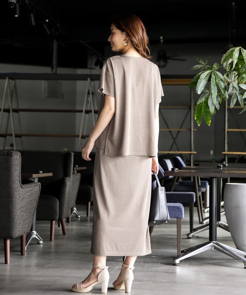 ENNEA(エンネア)の「【洗濯機で洗える♪】リネンライク・ミラノリブニットロングスカート(スカート・レディース・ベージュ/モカ/ライトベージュ・M)」の21枚目の写真