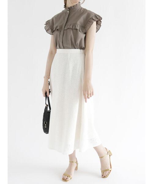 Te chichi（テチチ）の「オーバーレース刺繍スカート（スカート・レディース・ブラック/オフホワイト・SMALL/MEDIUM）」の12枚目の写真