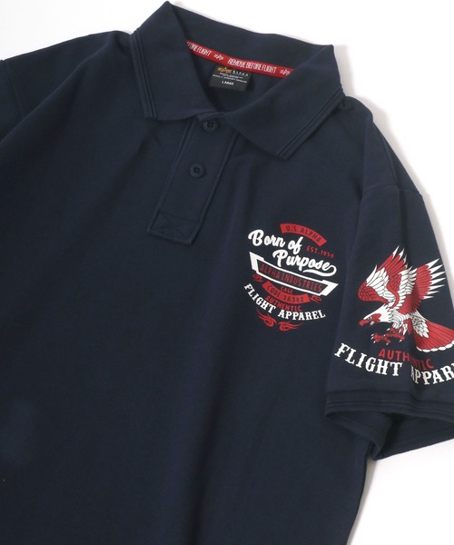 Alpha Industries(アルファインダストリーズ)の「ALPHA /アルファ MILITARY WAPPEN POLO SHIRT(ポロシャツ・メンズ・ホワイト/ブルーグレー/ブラック/ネイビー・L/XL/M)」の4枚目の写真