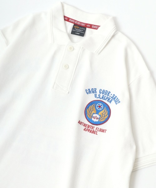 Alpha Industries(アルファインダストリーズ)の「ALPHA /アルファ MILITARY WAPPEN POLO SHIRT(ポロシャツ・メンズ・ホワイト/ブルーグレー/ブラック/ネイビー・L/XL/M)」の1枚目の写真