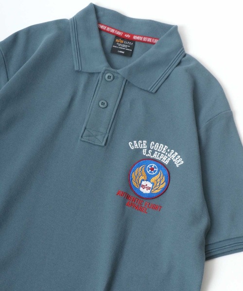 Alpha Industries(アルファインダストリーズ)の「ALPHA /アルファ MILITARY WAPPEN POLO SHIRT(ポロシャツ・メンズ・ホワイト/ブルーグレー/ブラック/ネイビー・L/XL/M)」の3枚目の写真