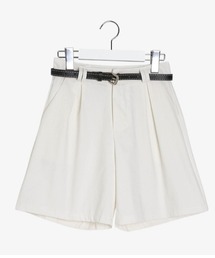 SONYUNARA ピンタックコットンショートパンツ+ベルト