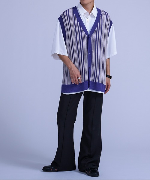 Ellno Loset(エルノロゼット)の「ストライプジレベスト(ベスト・メンズ・ブラック/ロイヤルブルー・MEDIUM/LARGE)」の12枚目の写真