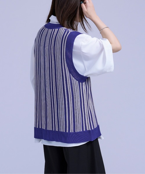 Ellno Loset(エルノロゼット)の「ストライプジレベスト(ベスト・メンズ・ブラック/ロイヤルブルー・MEDIUM/LARGE)」の16枚目の写真