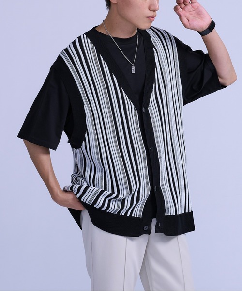 Ellno Loset(エルノロゼット)の「ストライプジレベスト(ベスト・メンズ・ブラック/ロイヤルブルー・MEDIUM/LARGE)」の20枚目の写真