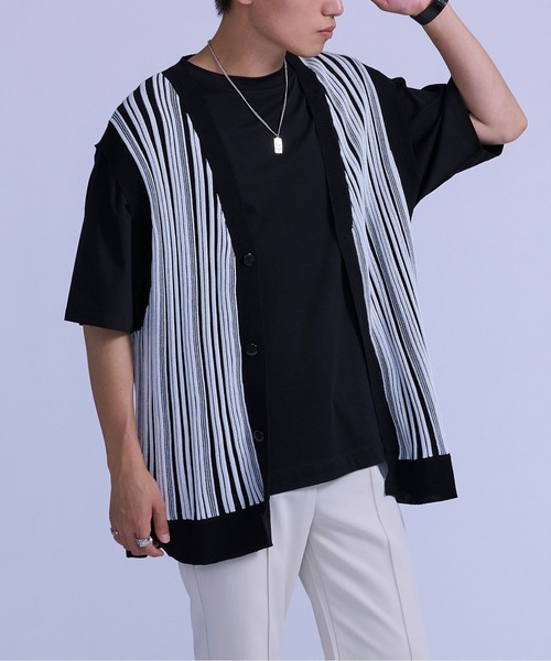 Ellno Loset(エルノロゼット)の「ストライプジレベスト(ベスト・メンズ・ブラック/ロイヤルブルー・MEDIUM/LARGE)」の4枚目の写真