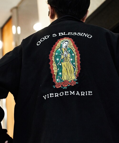 MARIA バック刺繍 ジップアップブルゾン WEB限定 ビッグシルエット MARIA バック刺繍 ジップアップブルゾン