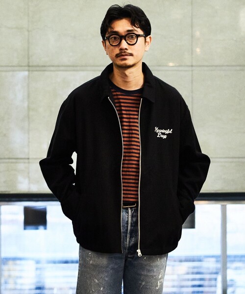 WEB限定 ビッグシルエット MARIA バック刺繍 ジップアップブルゾン