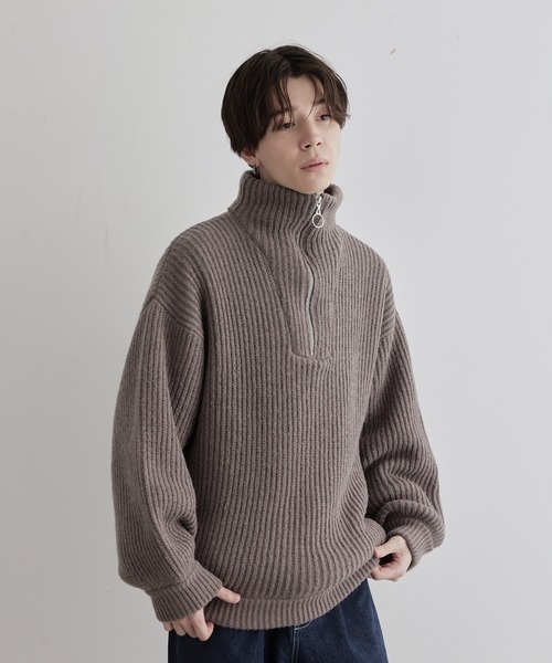 JUNRED(ジュンレッド)の「ハーフジップビッグニット(ニット/セーター・メンズ・オフホワイト/グリーン/ブラウン系その他2・S/M/L)」の12枚目の写真