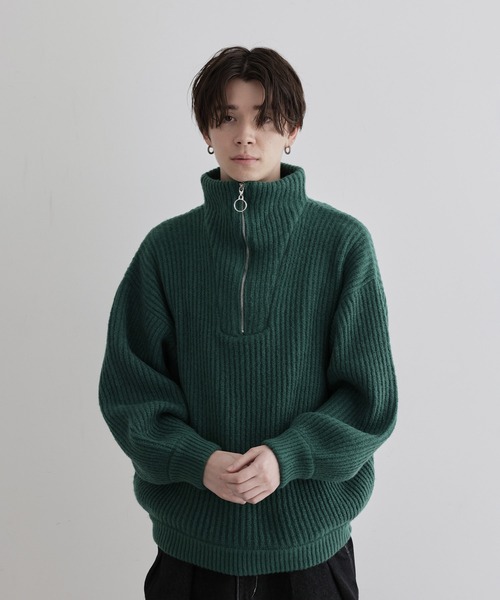 JUNRED(ジュンレッド)の「ハーフジップビッグニット(ニット/セーター・メンズ・オフホワイト/グリーン/ブラウン系その他2・S/M/L)」の13枚目の写真