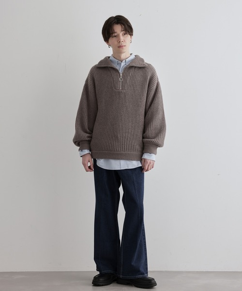 JUNRED(ジュンレッド)の「ハーフジップビッグニット(ニット/セーター・メンズ・オフホワイト/グリーン/ブラウン系その他2・S/M/L)」の20枚目の写真