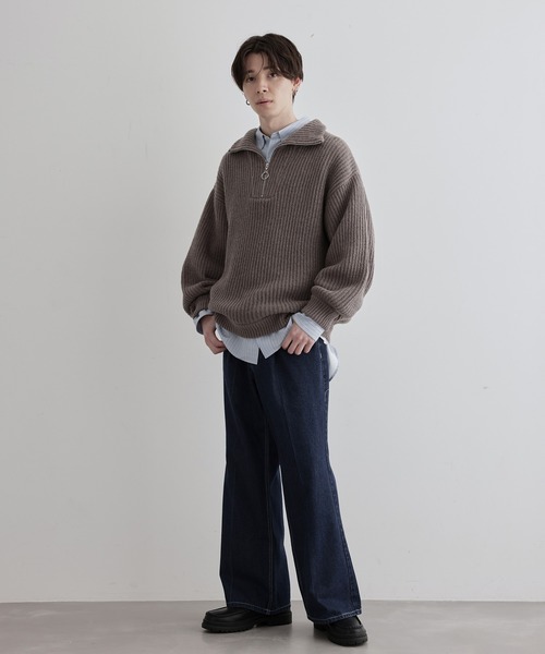 JUNRED(ジュンレッド)の「ハーフジップビッグニット(ニット/セーター・メンズ・オフホワイト/グリーン/ブラウン系その他2・S/M/L)」の21枚目の写真