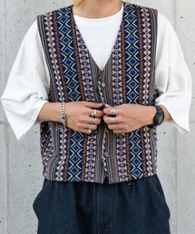 kutir | ジャガード柄ジレベスト(ベスト)