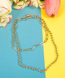 ボールチェーン リンクチェーンMIX ロングネックレス