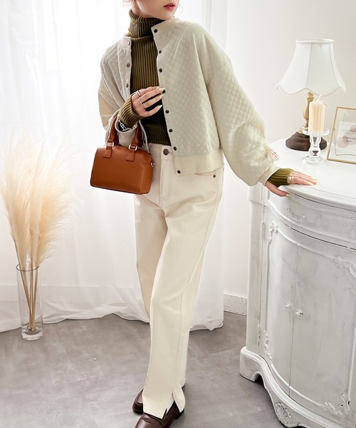 Java（ジャバ）の「《JaVa ジャバコラボ》ぽこぽこで着映え。2wayクロップド丈キルティングカーディガン（カーディガン/ボレロ・レディース・ブラック/カーキ/アイボリー/モカ・SMALL/MEDIUM/LARGE/X-LARGE）」の5枚目の写真