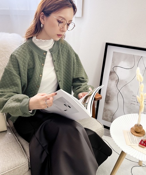 Java（ジャバ）の「《JaVa ジャバコラボ》ぽこぽこで着映え。2wayクロップド丈キルティングカーディガン（カーディガン/ボレロ・レディース・ブラック/カーキ/アイボリー/モカ・SMALL/MEDIUM/LARGE/X-LARGE）」の7枚目の写真