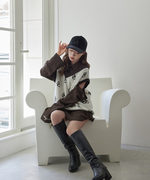 ANDGEEBEE（アンジービー）の「UNISEX ベロアロゴキャップ（キャップ・レディース・ブラック/ベージュ・FREE）」の9枚目の写真