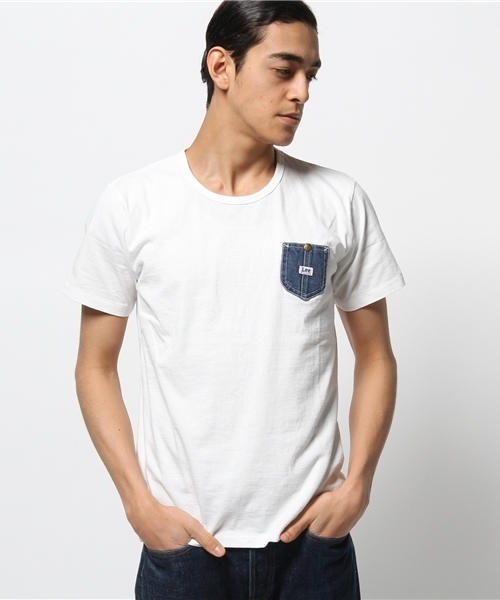 Lee(リー)の「【Lee×CIAOPANIC TYPY】リー別注デニムポケットTee(Tシャツ/カットソー・メンズ・ホワイト/グレー・SMALL/MEDIUM/LARGE)」の2枚目の写真
