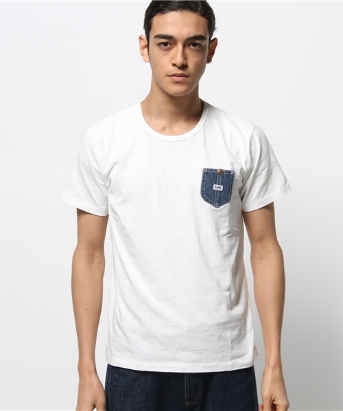 Lee(リー)の「【Lee×CIAOPANIC TYPY】リー別注デニムポケットTee(Tシャツ/カットソー・メンズ・ホワイト/グレー・SMALL/MEDIUM/LARGE)」の4枚目の写真