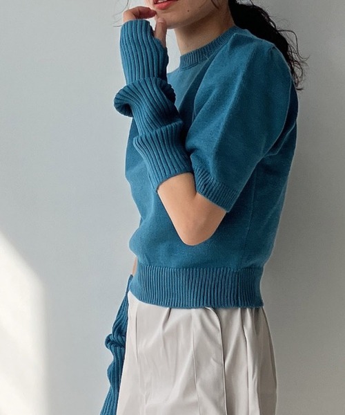 AS KNOW AS plus（アズノゥアズプラス）の「♪アームウォーマー ニット セット（ニット/セーター・レディース・オレンジ/ブルー/グリーン/アイボリー・FREE）」の3枚目の写真