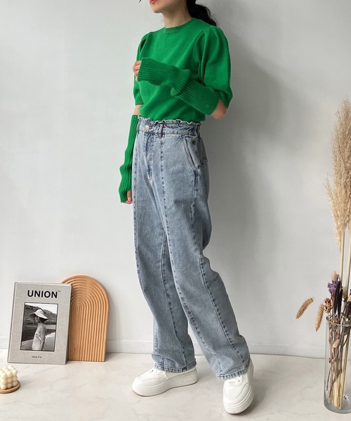 AS KNOW AS plus（アズノゥアズプラス）の「♪アームウォーマー ニット セット（ニット/セーター・レディース・オレンジ/ブルー/グリーン/アイボリー・FREE）」の8枚目の写真