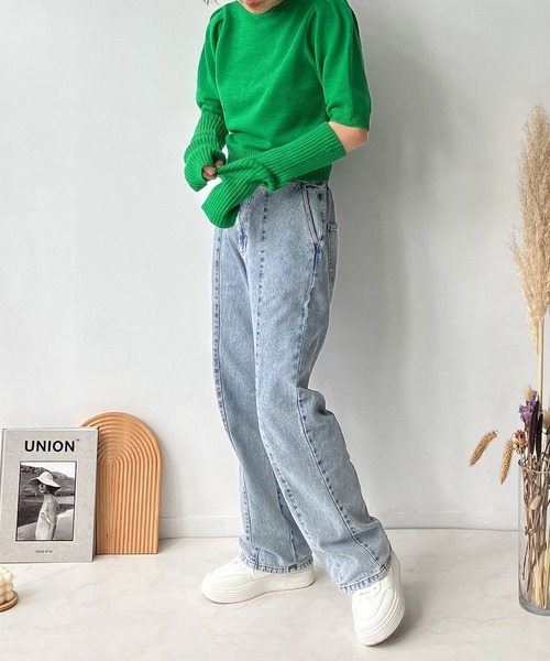 AS KNOW AS plus（アズノゥアズプラス）の「♪アームウォーマー ニット セット（ニット/セーター・レディース・オレンジ/ブルー/グリーン/アイボリー・FREE）」の9枚目の写真