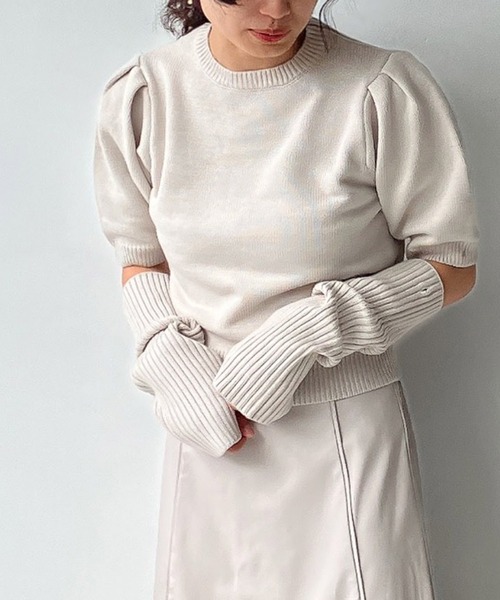 AS KNOW AS plus（アズノゥアズプラス）の「♪アームウォーマー ニット セット（ニット/セーター・レディース・オレンジ/ブルー/グリーン/アイボリー・FREE）」の11枚目の写真