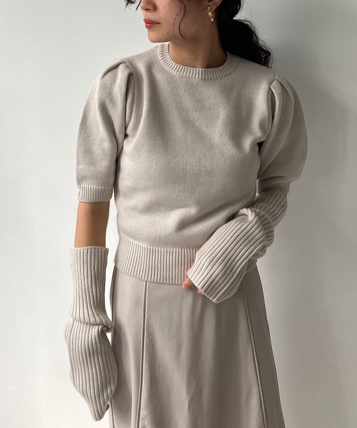 AS KNOW AS plus（アズノゥアズプラス）の「♪アームウォーマー ニット セット（ニット/セーター・レディース・オレンジ/ブルー/グリーン/アイボリー・FREE）」の12枚目の写真